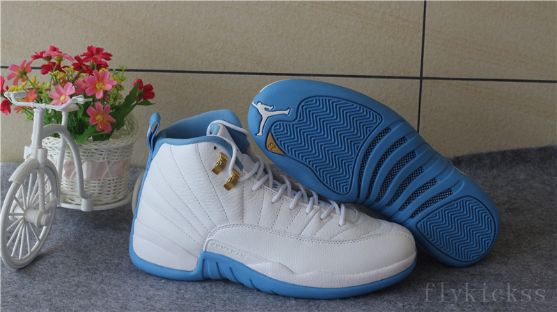 Authentic Air Jordan 12 Melo White University Blue